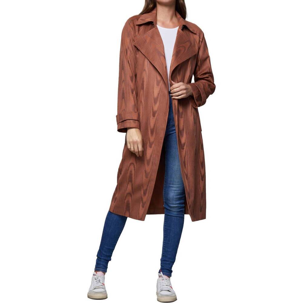 NEW DOLCE CABO swirl pattern midi trench coat in rust